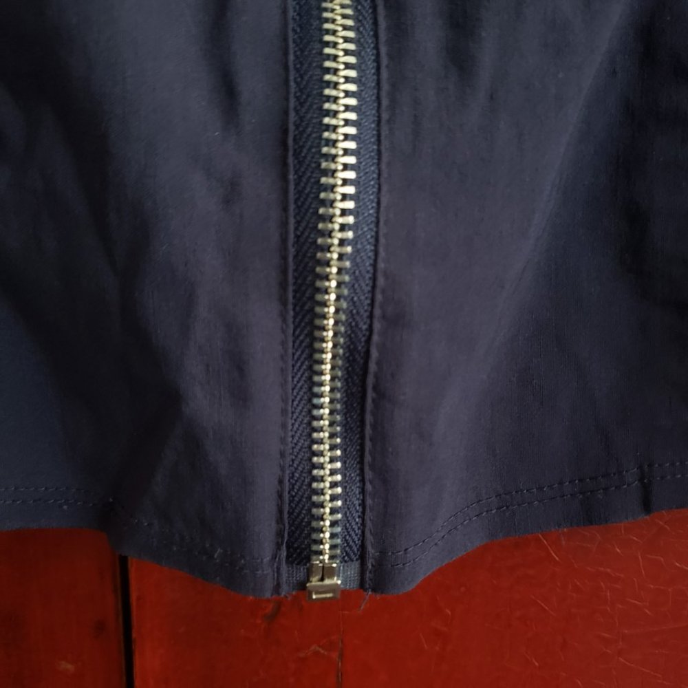 Dark Blue Mini Skirt With Centre Zipper Detail - Picture 4 of 6